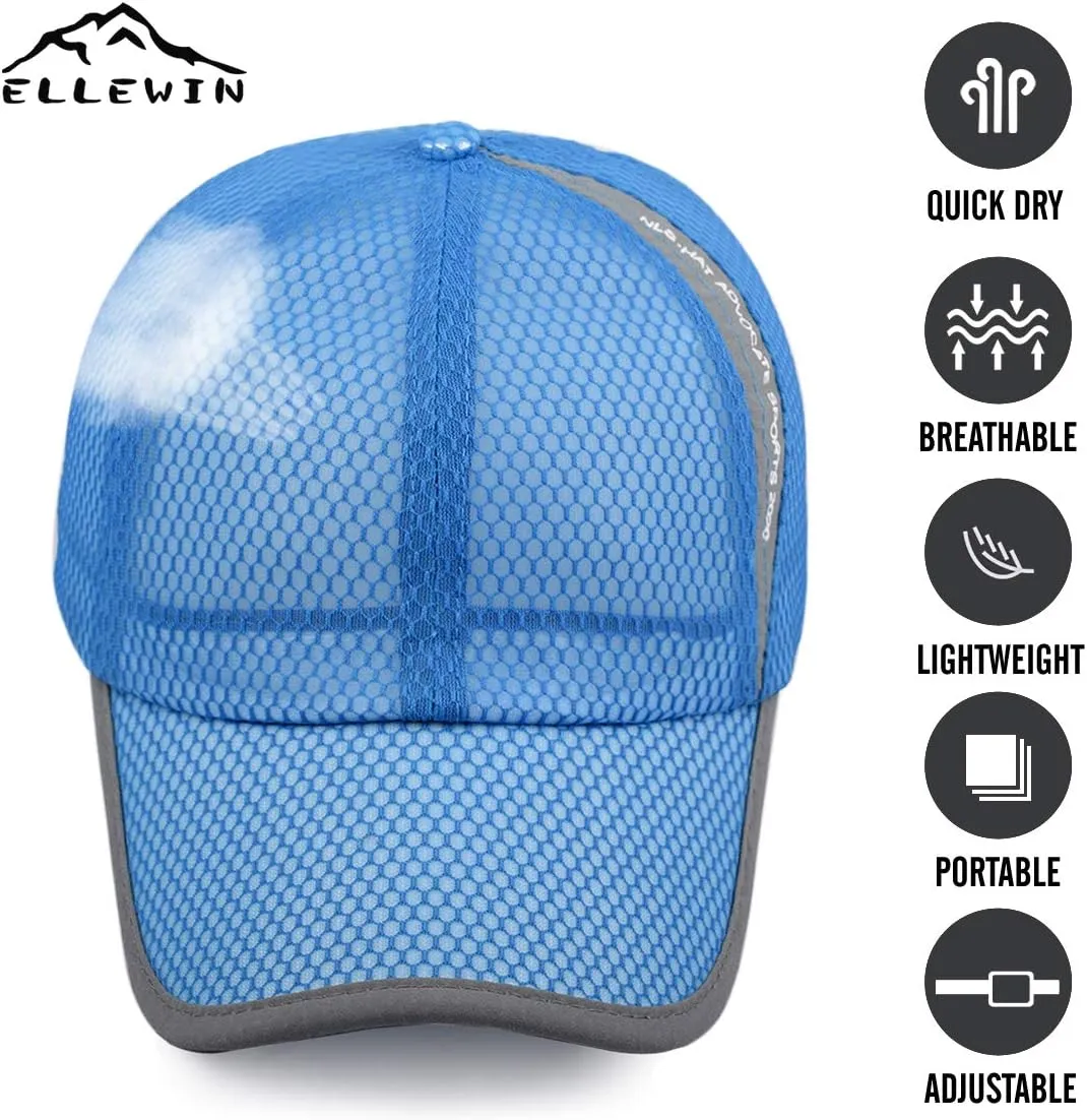 ELLEWIN Unisex Breathable Full Mesh Baseball Cap Quick Dry Running hat Lightweight Cooling Water Sports Hat