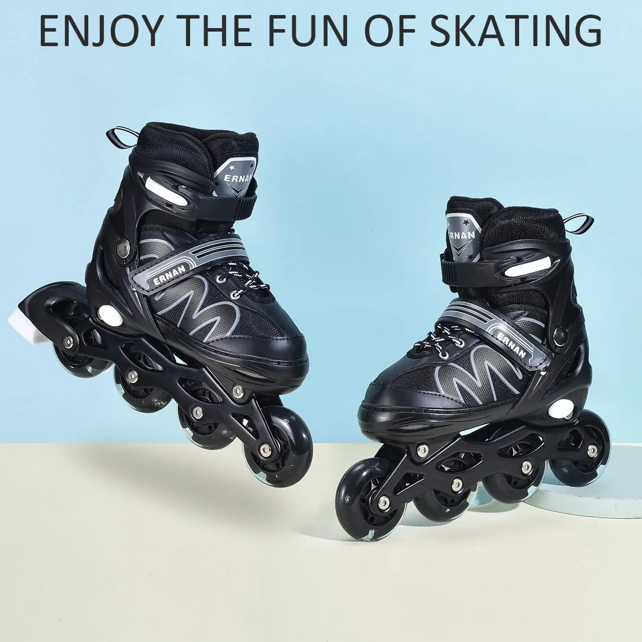 ERNAN Inline Roller Skates,Adjustable Inline Skate for Kids and Adults with Full Light Up Wheels,Outdoor Roller Blades for Boys and Girls, Men and Women