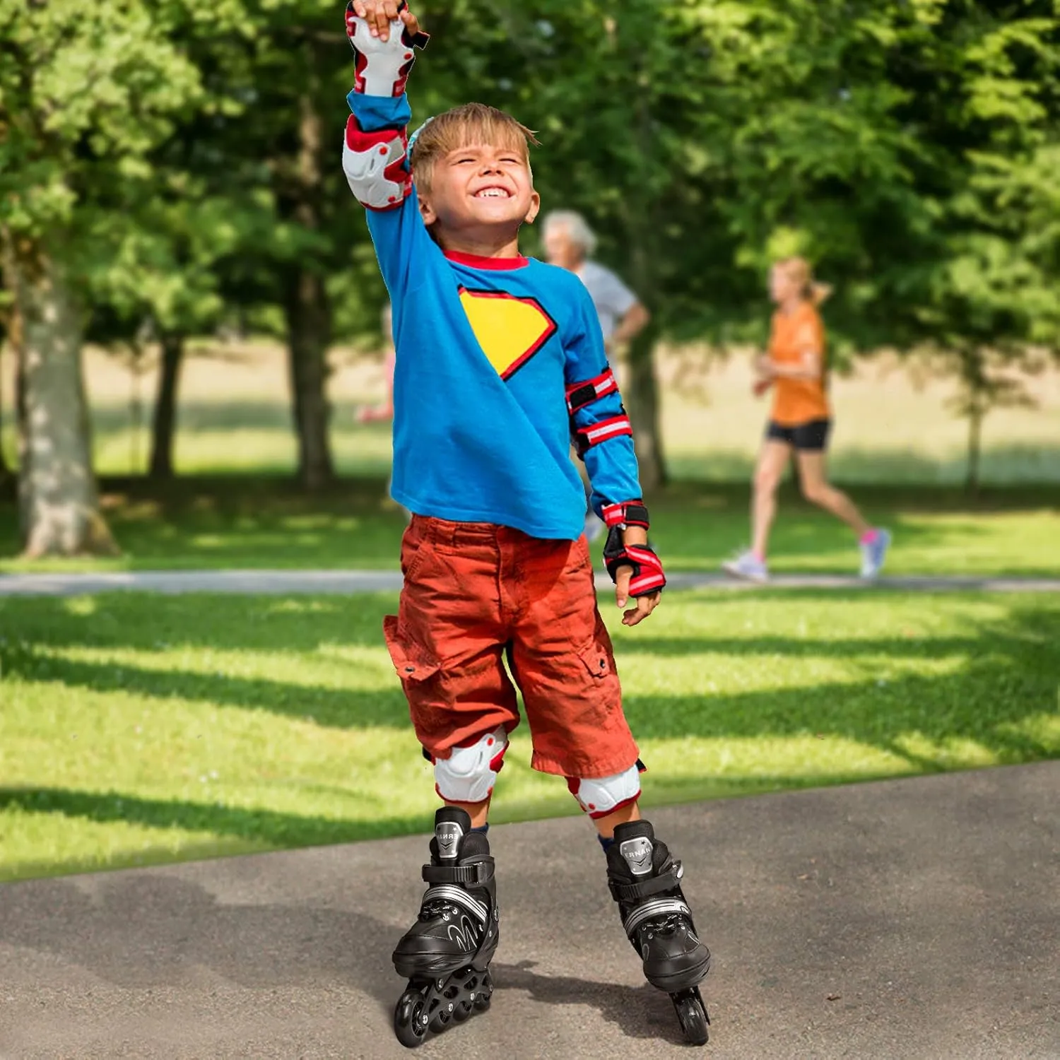 ERNAN Inline Roller Skates,Adjustable Inline Skate for Kids and Adults with Full Light Up Wheels,Outdoor Roller Blades for Boys and Girls, Men and Women