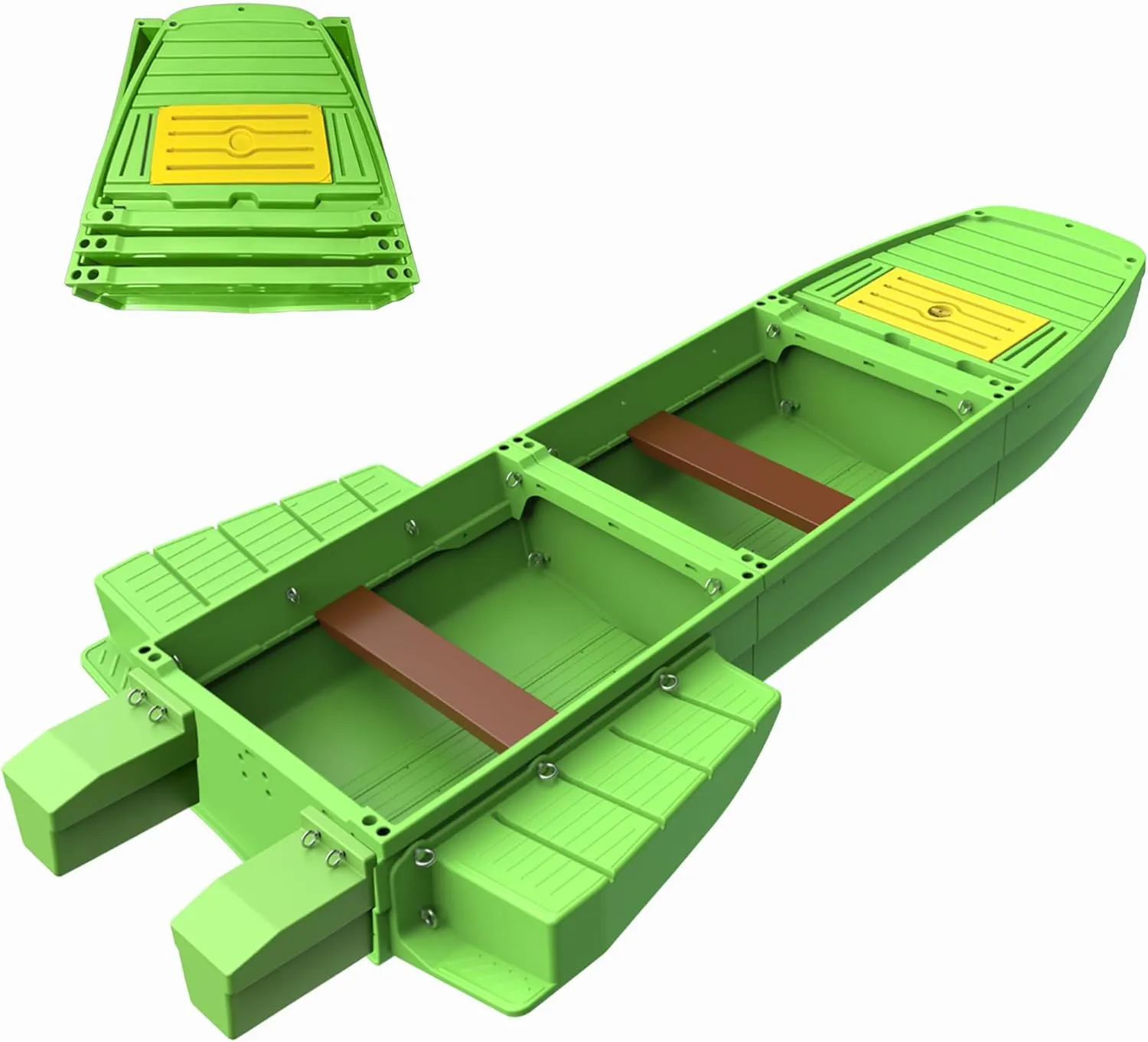 Fishing Boat, Folding Pontoon Boat, Fits in Car Trunk  Portable Modular Kayak, Seats 2-6, Motor-Ready, Sturdier Than Inflatable Boats  Ideal for Lure Fishing, Paddling Trip, Hunting, Rescue