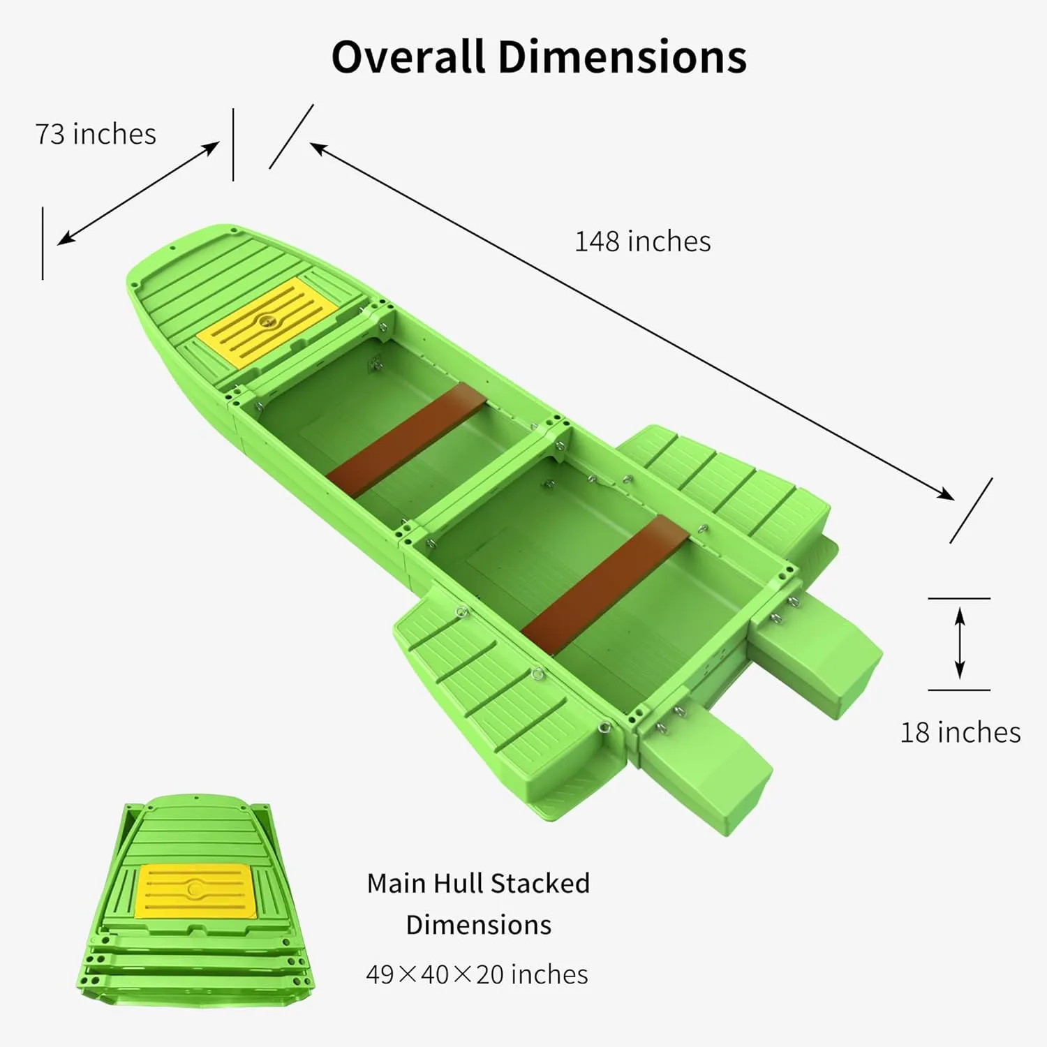 Fishing Boat, Folding Pontoon Boat, Fits in Car Trunk  Portable Modular Kayak, Seats 2-6, Motor-Ready, Sturdier Than Inflatable Boats  Ideal for Lure Fishing, Paddling Trip, Hunting, Rescue
