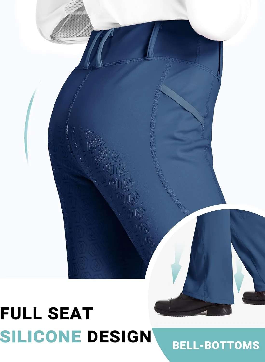 FitsT4 Sports Girl's Full Seat Horse Riding Pants Bootcut Riding Tights Kids Equestrian Breeches with Pockets