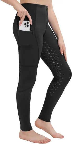 FitsT4 Sports Girls Horse Riding Pants Full Seat Silicone Kids Equestrian Breeches Horseback Pockets Youth Schooling Tights
