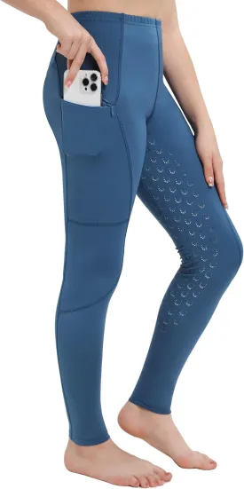 FitsT4 Sports Girls Horse Riding Pants Full Seat Silicone Kids Equestrian Breeches Horseback Pockets Youth Schooling Tights
