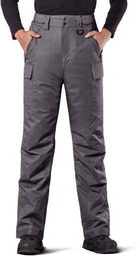 FREE SOLDIER Men's Waterproof Snow Insulated Pants Winter Skiing Snowboarding Pants with Zipper Pockets