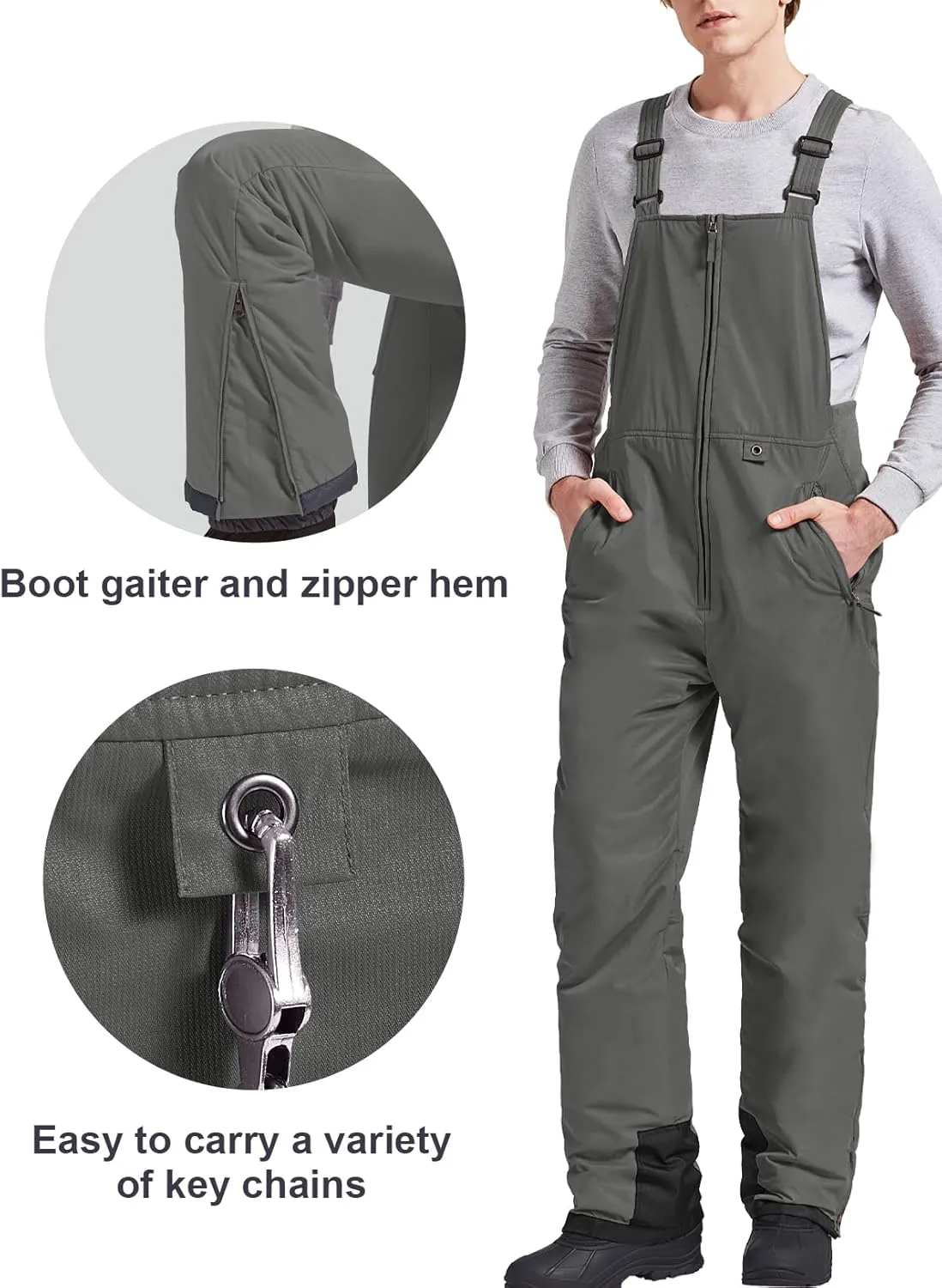 GEMYSE Men's Insulated Waterproof Ski Bib Overalls Winter Snowboarding Pants