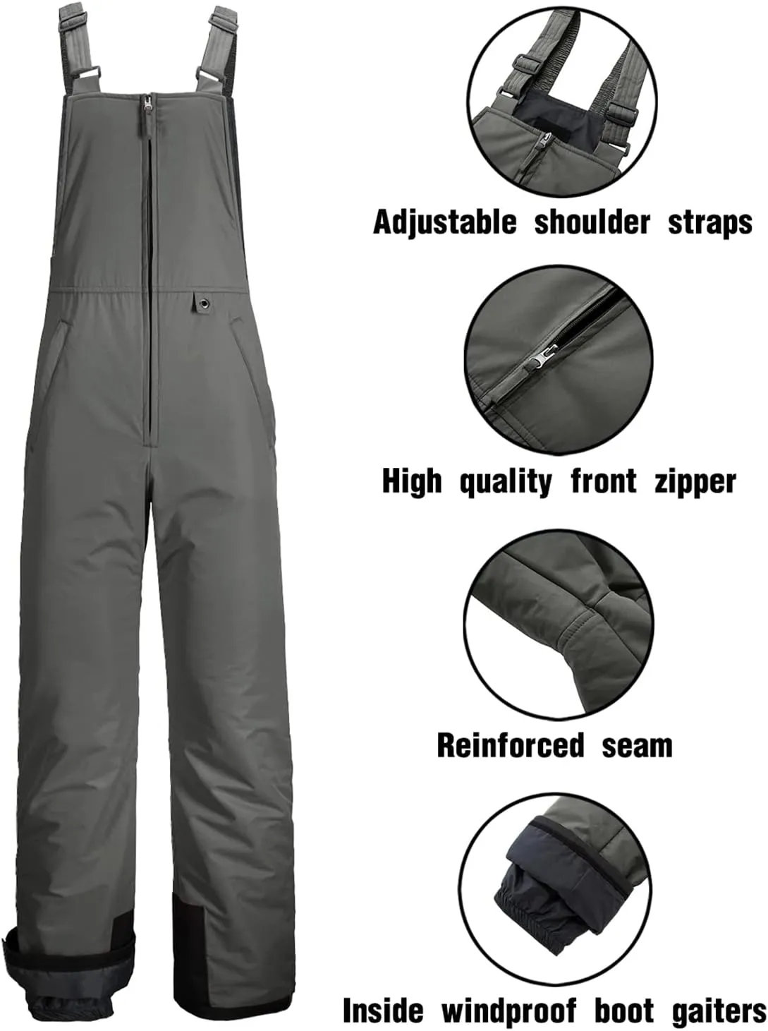 GEMYSE Men's Insulated Waterproof Ski Bib Overalls Winter Snowboarding Pants