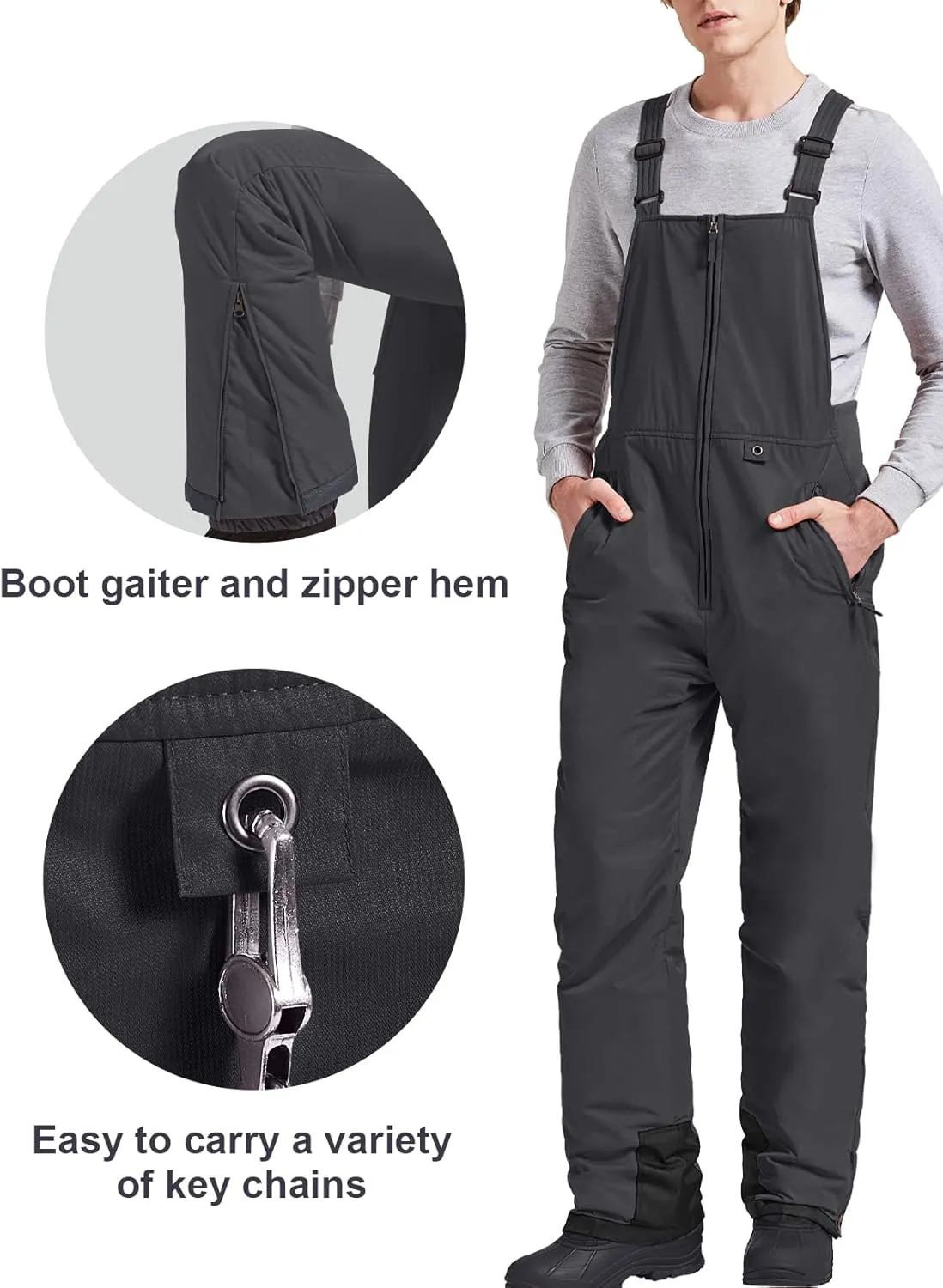 GEMYSE Men's Insulated Waterproof Ski Bib Overalls Winter Snowboarding Pants