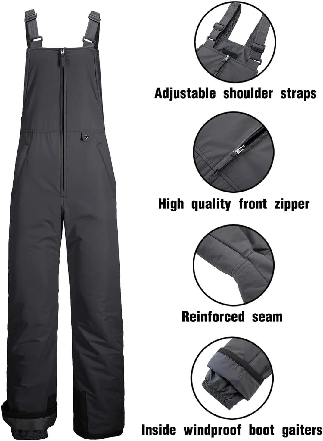 GEMYSE Men's Insulated Waterproof Ski Bib Overalls Winter Snowboarding Pants