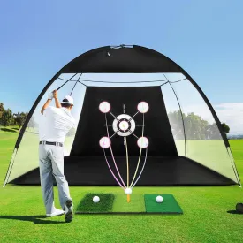Golf Net,Golf Practice Net 10x7FT Duty Indoor&Outdoor Training System with Tri-Turf Mat & 10 Balls, Backyard Driving Chipping Aid Gift for Men Dad Him and Golfers