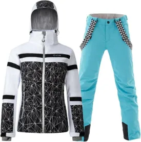 GS SNOWING Women's Ski Jackets and Pants Set Windproof Waterproof Insulated Snowsuit Winter Warm Snowboarding Snow Coat