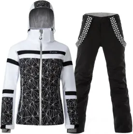 GS SNOWING Women's Ski Jackets and Pants Set Windproof Waterproof Insulated Snowsuit Winter Warm Snowboarding Snow Coat