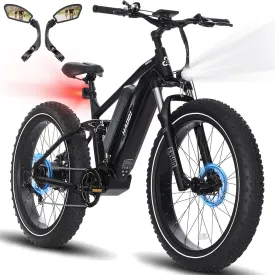 HAOQI Cheetah Electric Bike for Adults, 750W(Peak 1000W) Electric Bike,48V 16AH/25Ah Battery Adult Electric Bicycle,26*4Fat Tire Full Suspension 28MPH Mountain Ebike, 7 Speed Max 85 Miles Range