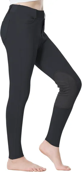 Horse Riding Pants Equestrian Girls Full Seat Silicone Breeches Kids Pull-On Horseback Riding Tights Pockets