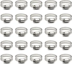 Hose Clamp, 1 Inch Stainless Steel Worm Gear fuel line hose clamps, 19-29mm (25pack)