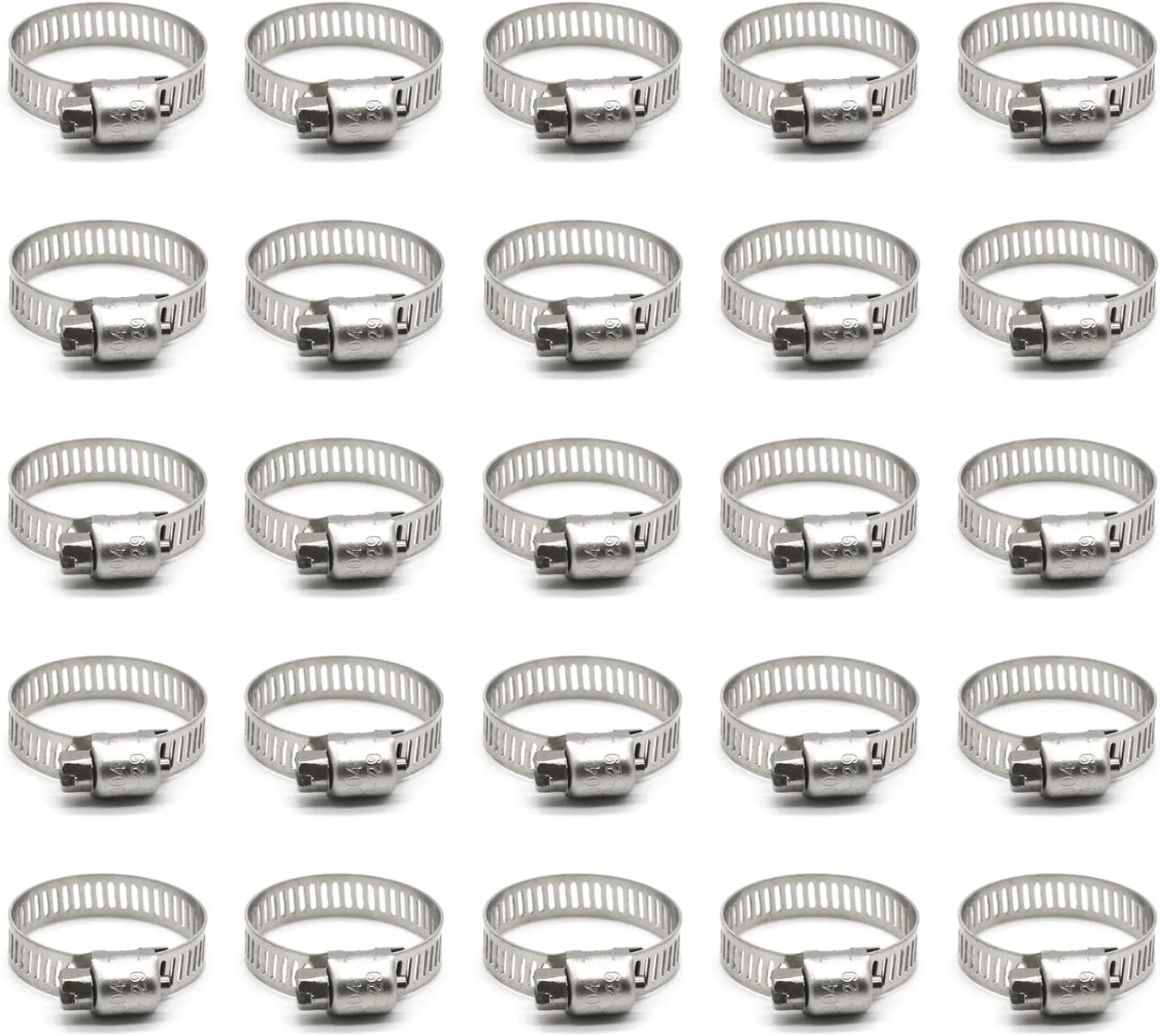 Hose Clamp, 1 Inch Stainless Steel Worm Gear fuel line hose clamps, 19-29mm (25pack)