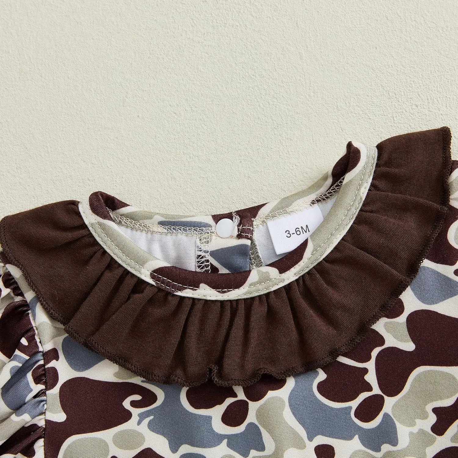 Hunting Baby Girl Outfit Camouflage Bubble Romper Short Sleeve Ruffle Smocked Bodysuit Newborn Summer Clothes