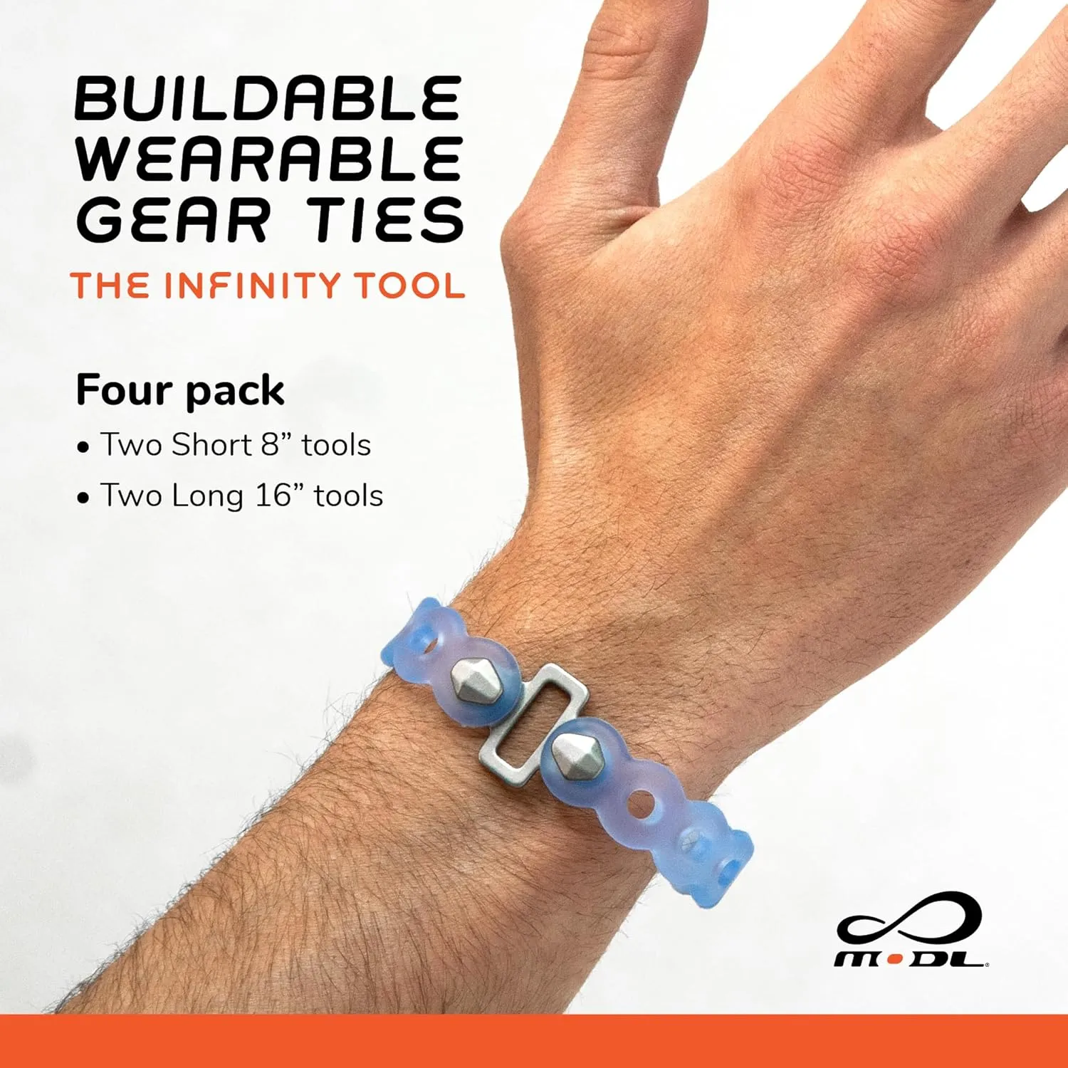 Infinity Tool 2.0 Modular Straps (4-Pack) - Flexible Multi-Tool, Gear Strap, Wearable Gadget for Outdoor Adventure, Survival, Camping, Travel, EDC