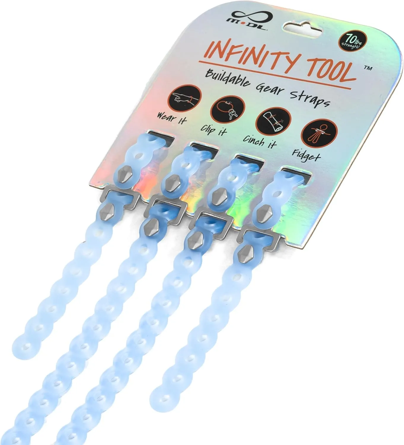 Infinity Tool 2.0 Modular Straps (4-Pack) - Flexible Multi-Tool, Gear Strap, Wearable Gadget for Outdoor Adventure, Survival, Camping, Travel, EDC
