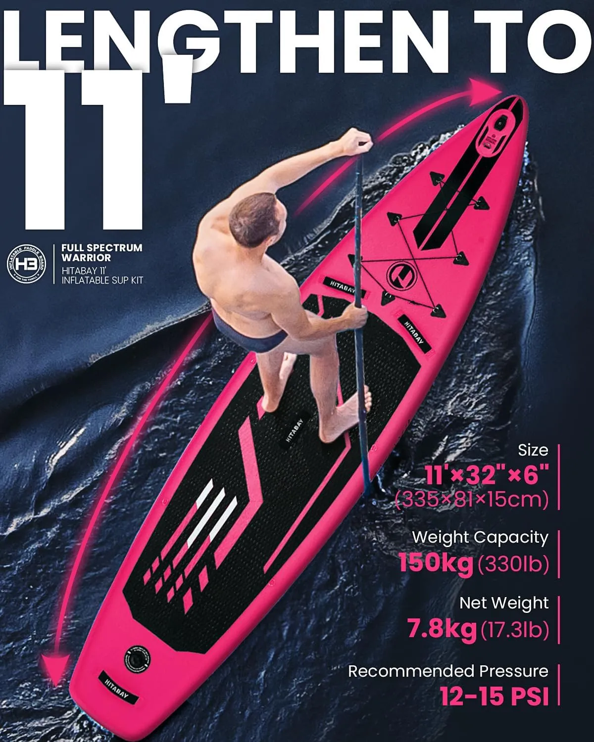Inflatable Stand Up Paddle Board with Premium SUP Accessories & Camera Mount, Inflatable Ultra-Light (17.3lbs) Paddle Board for Adults & Youth of All Skill Levels, 11' Inflatable SUP Board