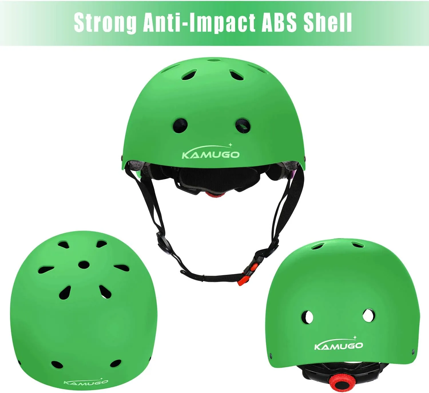 KAMUGO Kids Adjustable Helmet, with Sports Protective Gear Set Knee Elbow Wrist Pads for Toddler Age 2-8 Boys Girls, Bike Skateboard Hoverboard Scooter Rollerblading Helmet Set