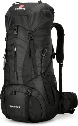 King'sGuard Hiking Backpack for Men and Women 70L 5L Waterproof Lightweight Camping Daypack with Rain Cover - Frameless (black-b)