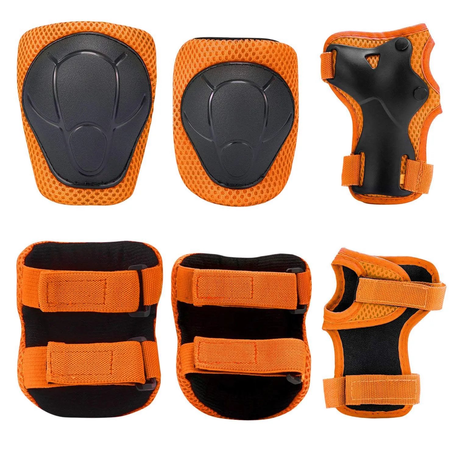 Knee Pads for Kids Knee Pads and Elbow Pads Toddler Protective Gear Set Kids Elbow Pads and Knee Pads for Girls Boys with Wrist Guards 3 in 1 for Skating Cycling Bike Rollerblading Scooter-Orange M