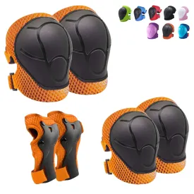 Knee Pads for Kids Knee Pads and Elbow Pads Toddler Protective Gear Set Kids Elbow Pads and Knee Pads for Girls Boys with Wrist Guards 3 in 1 for Skating Cycling Bike Rollerblading Scooter-Orange M