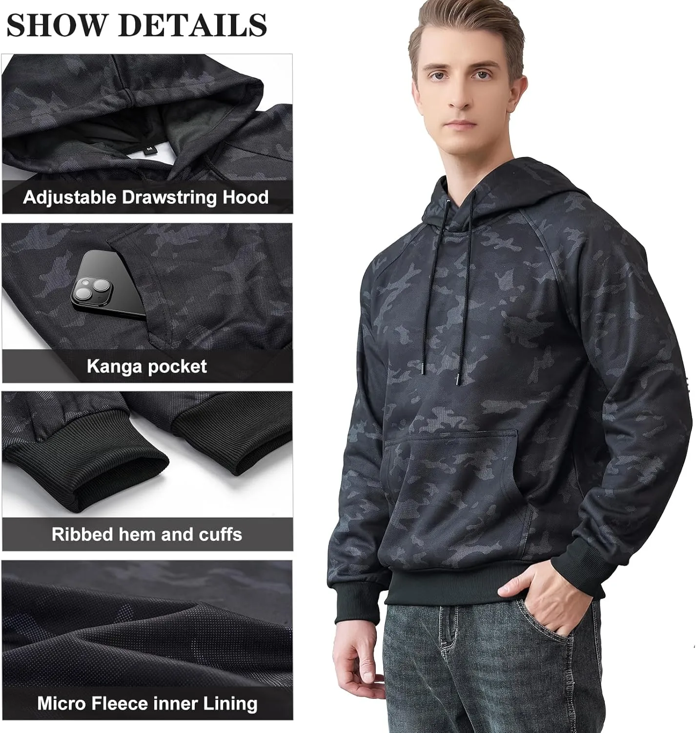 LBL Leading the Better Life Men's Solid Pullover Hoodies Sports Soft Blend Fleece Hooded Sweatshirts with Kangaroo Pocket