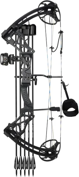 Lightweight Compound Bow Package Fully Adjustable for Adults and Teens,23.5"-31" Draw Length,0-70LBS Draw Weight,Up to 320 FPS,Limbs Made in USA,Hunting Bow Archery Set