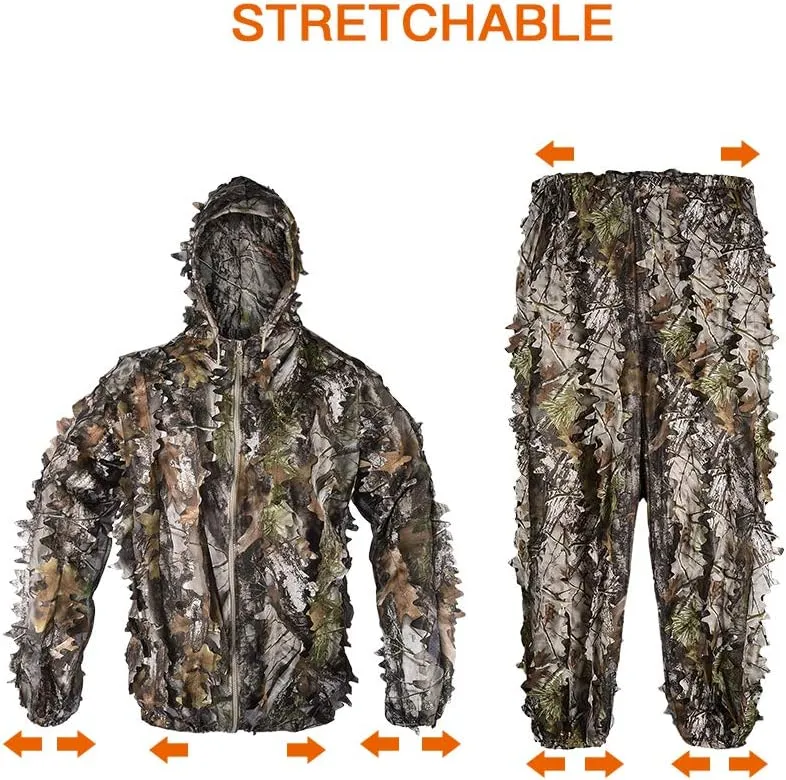 LOOGU Hunting Ghillie Suit, 3D Leafy Camo Suit Military and Shooting Accessories Tactical Gear Clothing