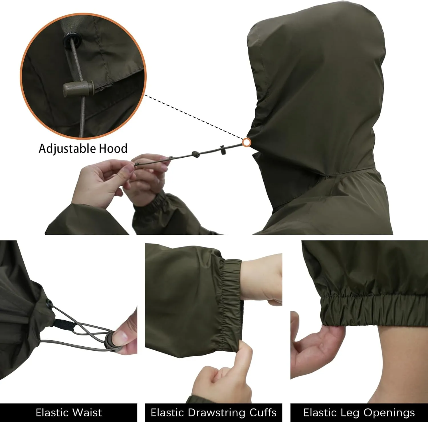 LOOGU Men's Lightweight Waterproof Rain Coat with Breathable Hood