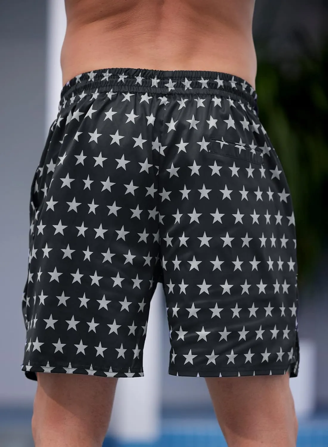 Mainfini Men's American Flag Swim Trunks 6" Inseam Board Short with Compression Liner (S-XXL)