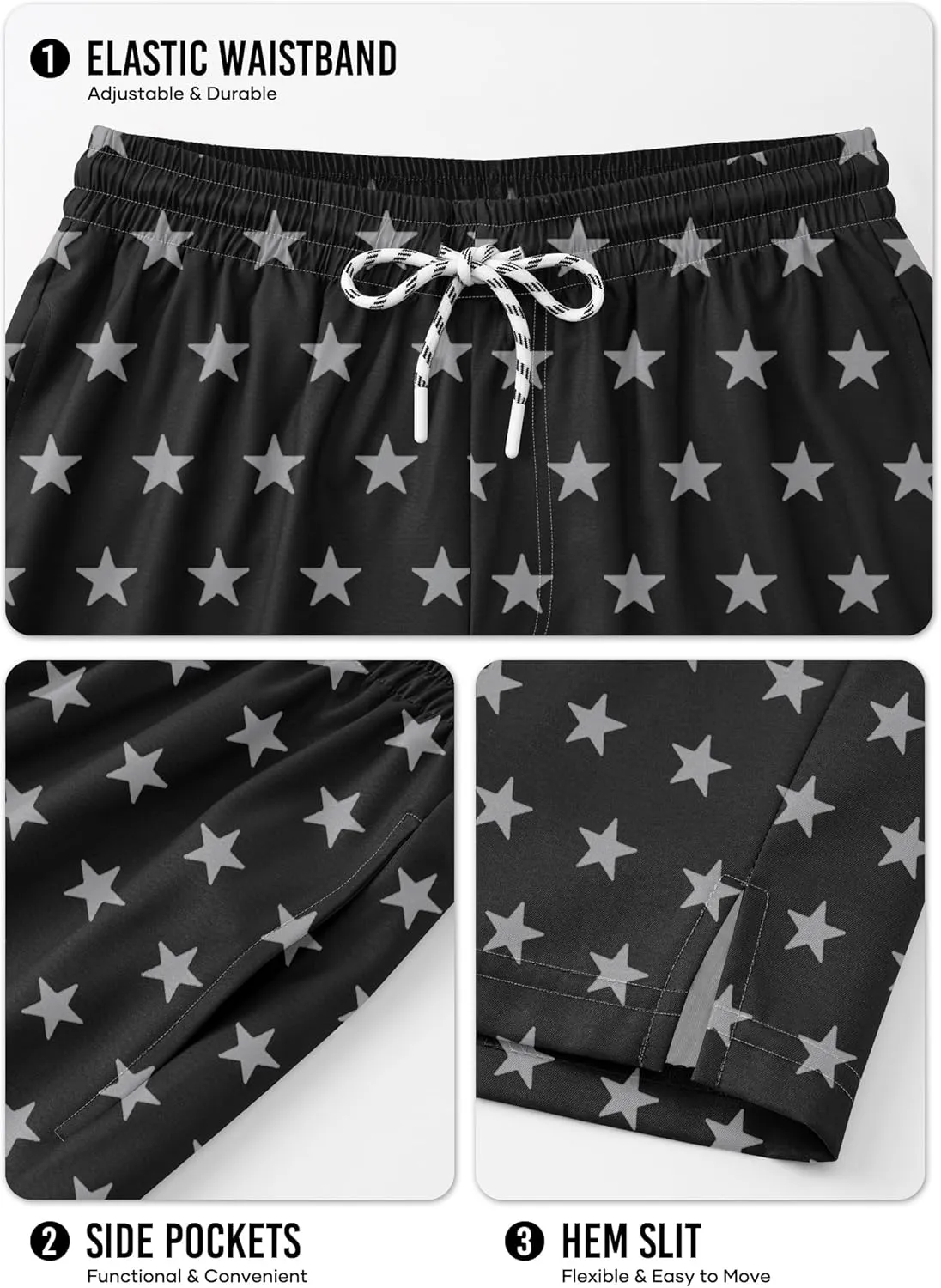 Mainfini Men's American Flag Swim Trunks 6" Inseam Board Short with Compression Liner (S-XXL)