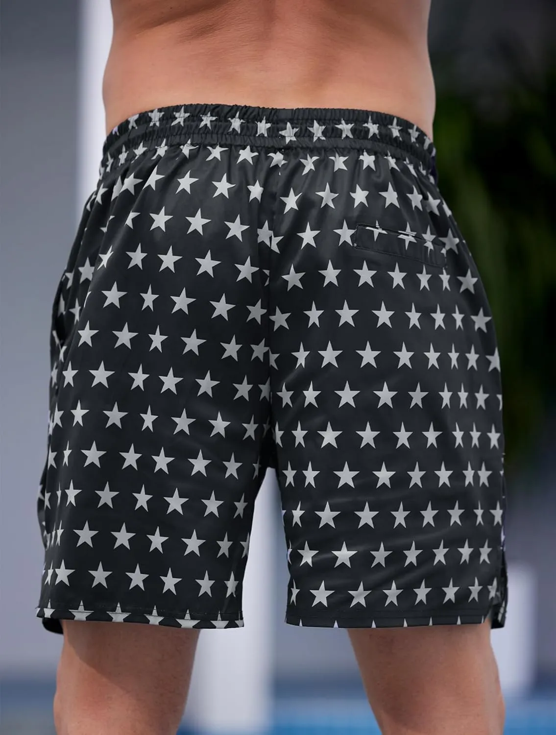 Mainfini Men's American Flag Swim Trunks 6" Inseam Board Short with Compression Liner (S-XXL)