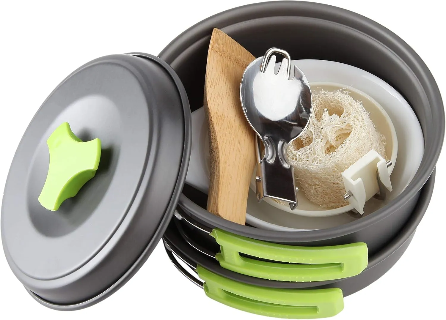 MalloMe Camping Cookware Mess Kit for Backpacking Gear  Camping Cooking Set - Camping Pots and Pans Set - Backpacking Stove/Portable Stove Compatible - Camp Kitchen Equipment Accessories Pot