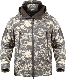 Men's Softshell Jacket Waterproof Fleece Hooded Outdoor Hunting Coat