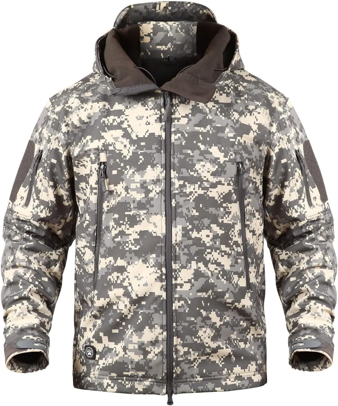 Men's Softshell Jacket Waterproof Fleece Hooded Outdoor Hunting Coat