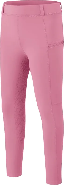 MoFiz Girls Horse Riding Pants Summer Full Seat Silicone Kids Equestrian Breeches Youth Schooling Tights Zipper Pockets