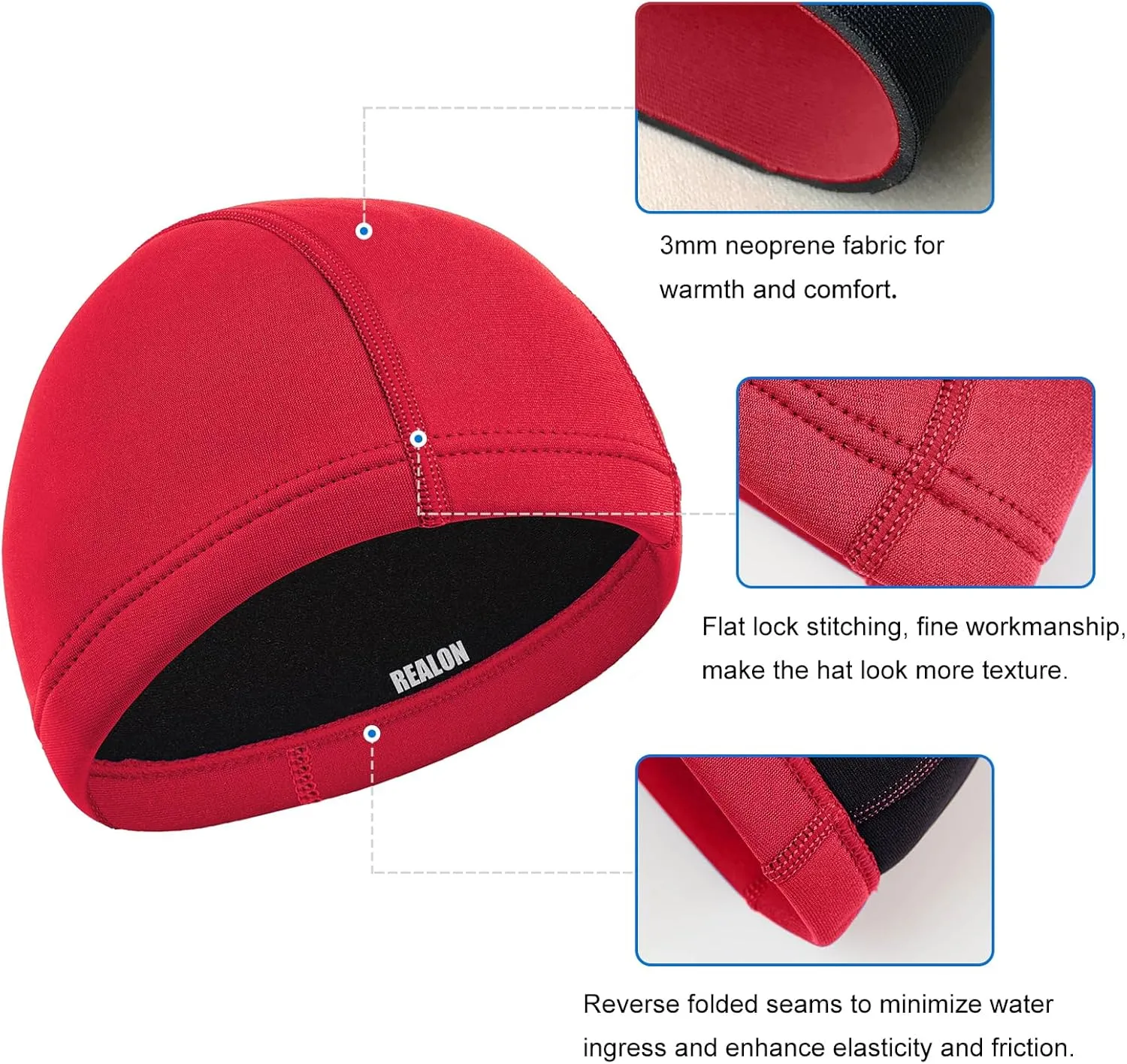 Neoprene Diving Hood Wetsuit Cap for Men Women and Youth 3mm Thermal Scuba Headband Swim Beanie, Long Hair Protection Hat for Swimming Surfing Windsurfing Snorkeling Water Sports