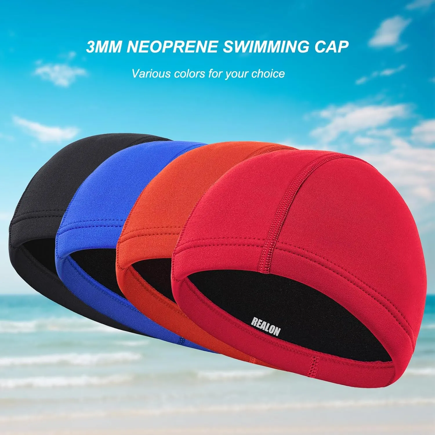 Neoprene Diving Hood Wetsuit Cap for Men Women and Youth 3mm Thermal Scuba Headband Swim Beanie, Long Hair Protection Hat for Swimming Surfing Windsurfing Snorkeling Water Sports