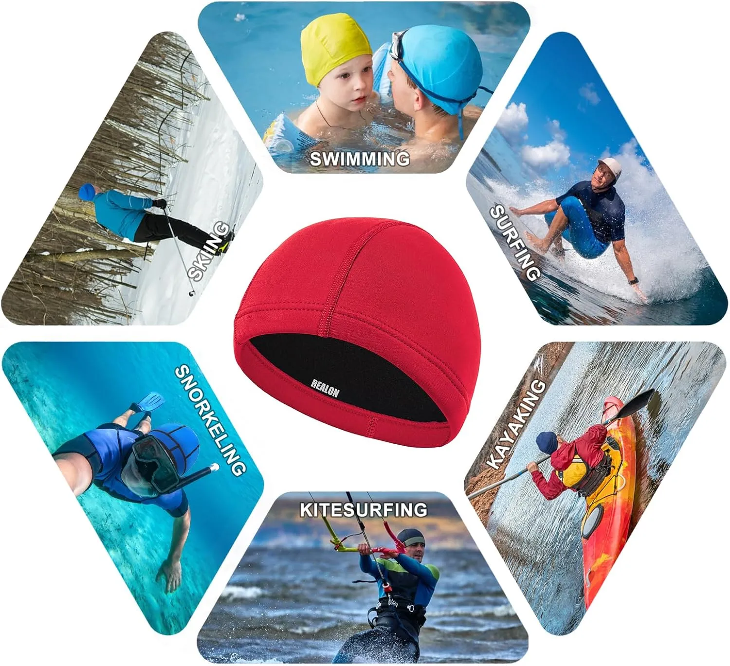 Neoprene Diving Hood Wetsuit Cap for Men Women and Youth 3mm Thermal Scuba Headband Swim Beanie, Long Hair Protection Hat for Swimming Surfing Windsurfing Snorkeling Water Sports