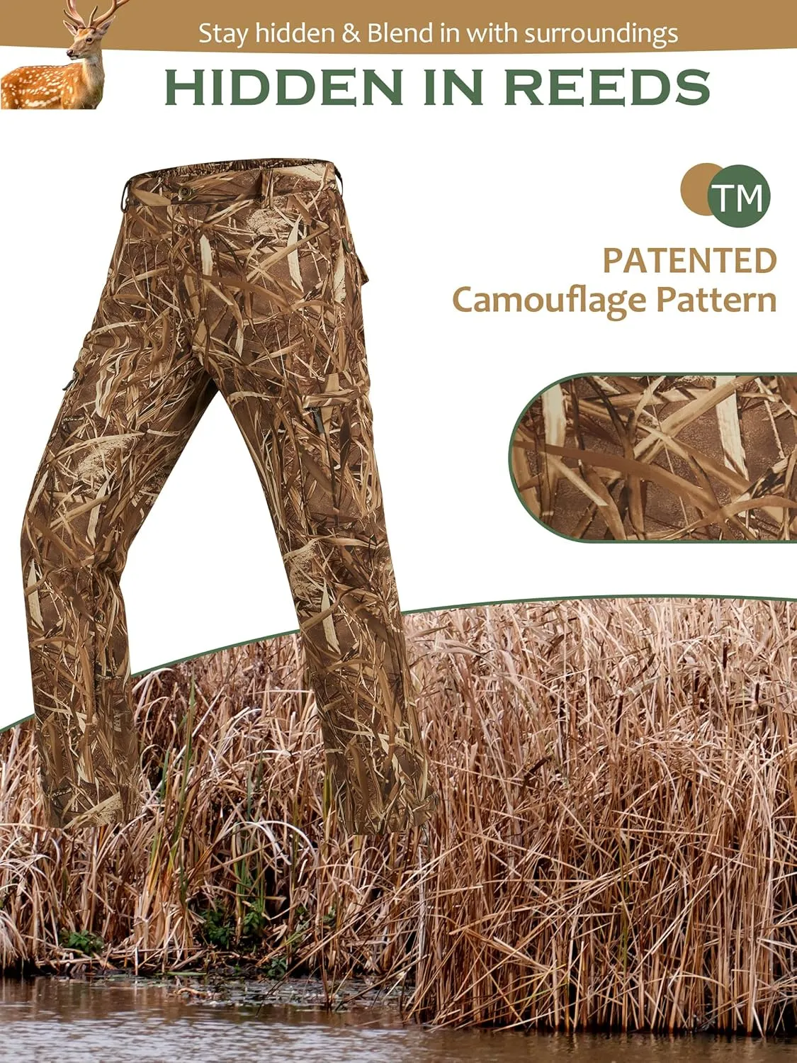NEW VIEW Camo Hunting Pants for Men Cold Weather, Insulated Hunting Pants with Warm Fleece Lining for Winter Deer Duck Hunts