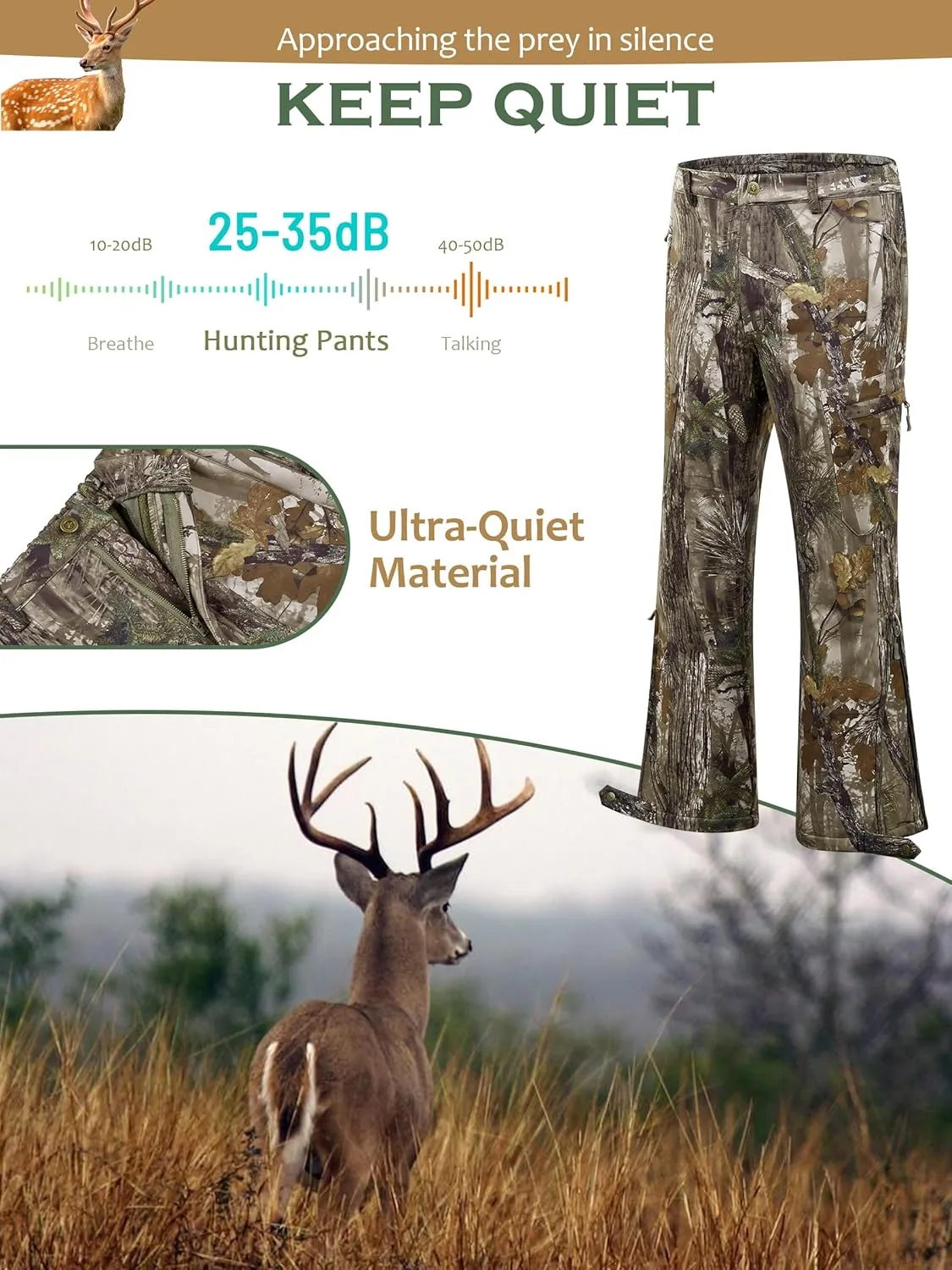 NEW VIEW Camo Hunting Pants for Men Cold Weather, Insulated Hunting Pants with Warm Fleece Lining for Winter Deer Duck Hunts