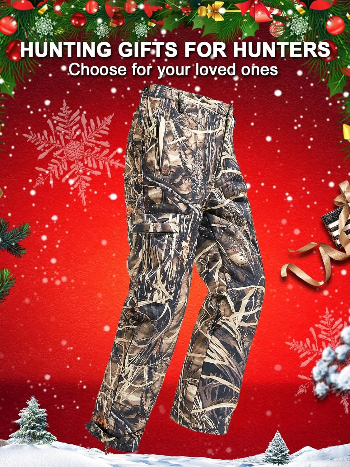 NEW VIEW Camo Hunting Pants for Men Cold Weather, Insulated Hunting Pants with Warm Fleece Lining for Winter Deer Duck Hunts
