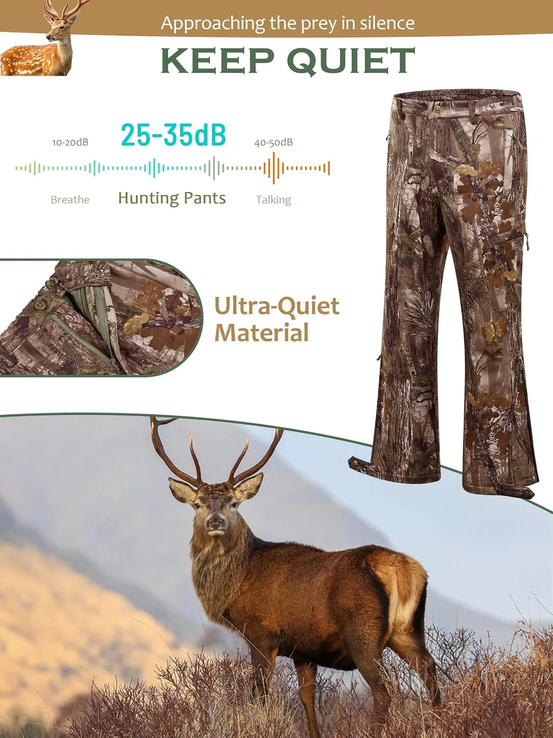 NEW VIEW Camo Hunting Pants for Men Cold Weather, Insulated Hunting Pants with Warm Fleece Lining for Winter Deer Duck Hunts