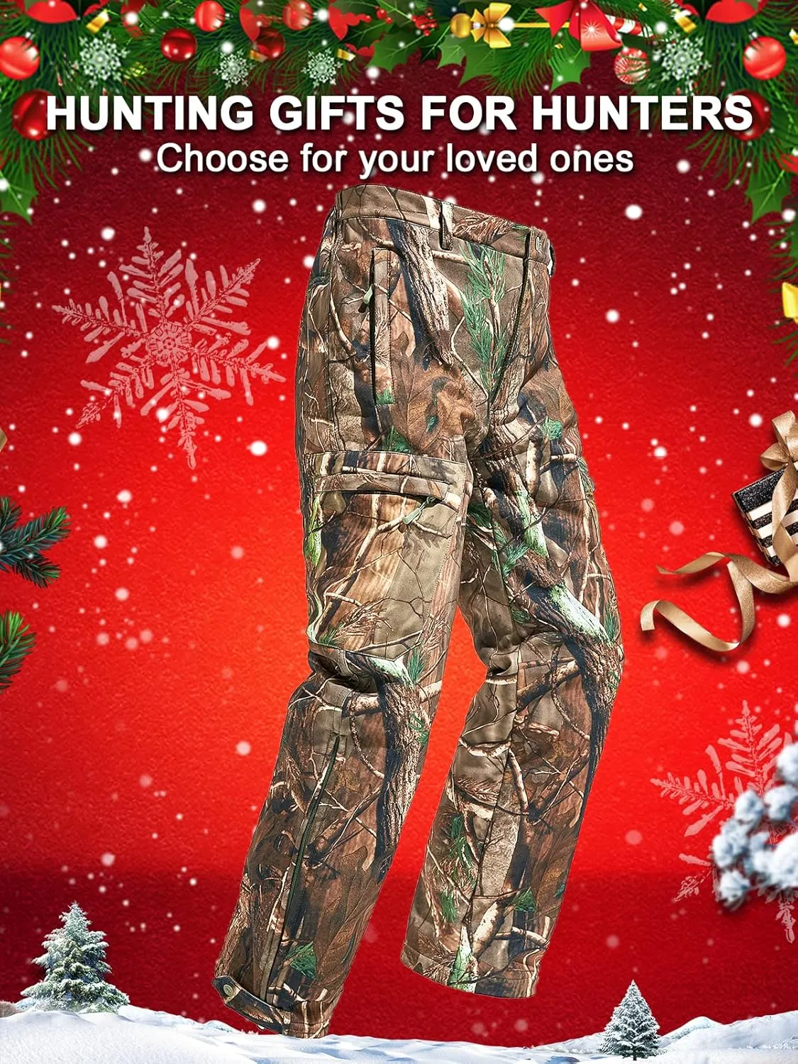 NEW VIEW Camo Hunting Pants for Men Cold Weather, Insulated Hunting Pants with Warm Fleece Lining for Winter Deer Duck Hunts