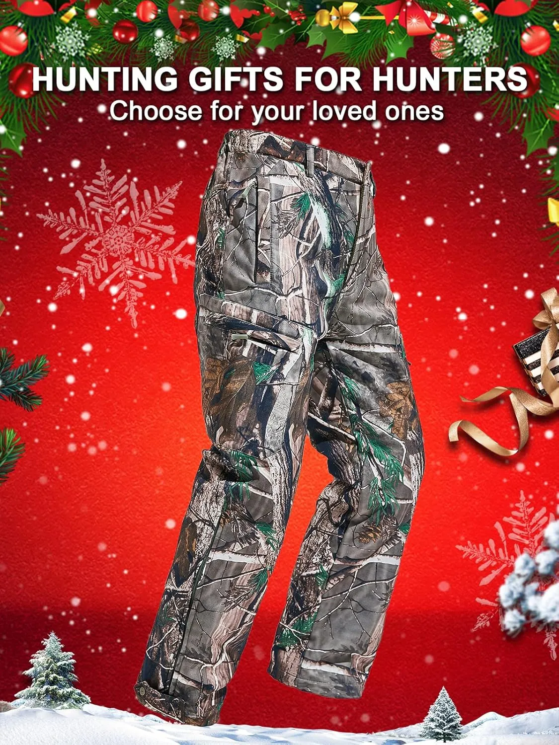NEW VIEW Camo Hunting Pants for Men Cold Weather, Insulated Hunting Pants with Warm Fleece Lining for Winter Deer Duck Hunts