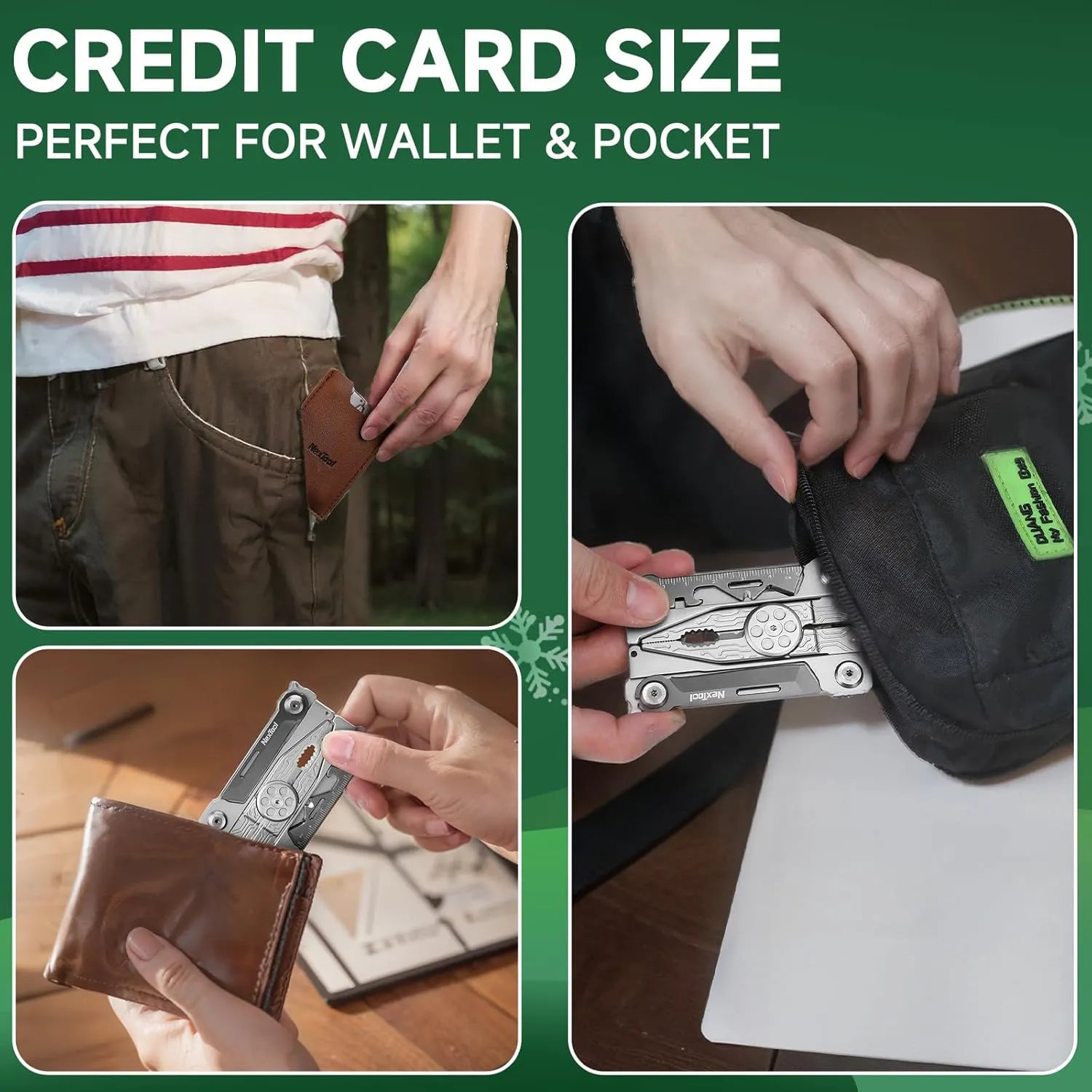 NexTool Folding Credit Card Multitool Wallet Multi Tool, 20 in 1 Stainless Steel Wallet Tool Card with Pliers, Knife, Bottle Opener,Hexagon Spanner, Compact, Lightweight EDC Tools,Gifts for Men Unique