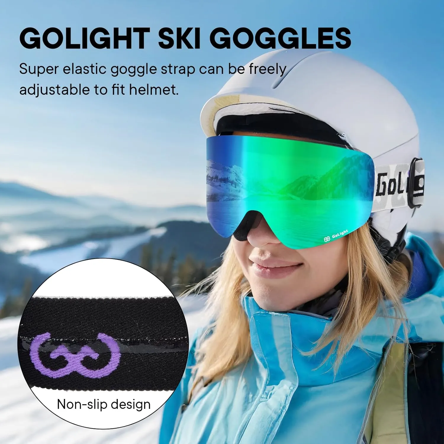OTG Ski Goggles for Men & Women  Frameless Cylindrical Full REVO Lens, Anti-Fog, UV Protection, Ultra Wide View